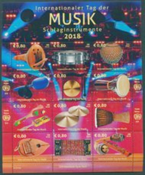 UNV 629 Int Music Day Mini Mini Sheet of 12 Mint NH #unv629sh